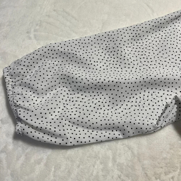 ANN TAYLOR LOFT Black White Polka Dot Blouse Skirt Dress Size 10 - Picture 5 of 13